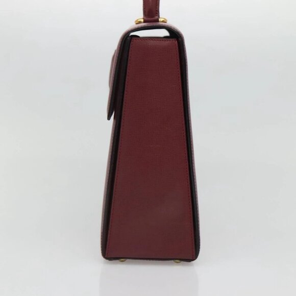 CARTIER Must Line Hand Bag Leather Bordeaux Gold Auth ki5854 - Picture 5 of 14